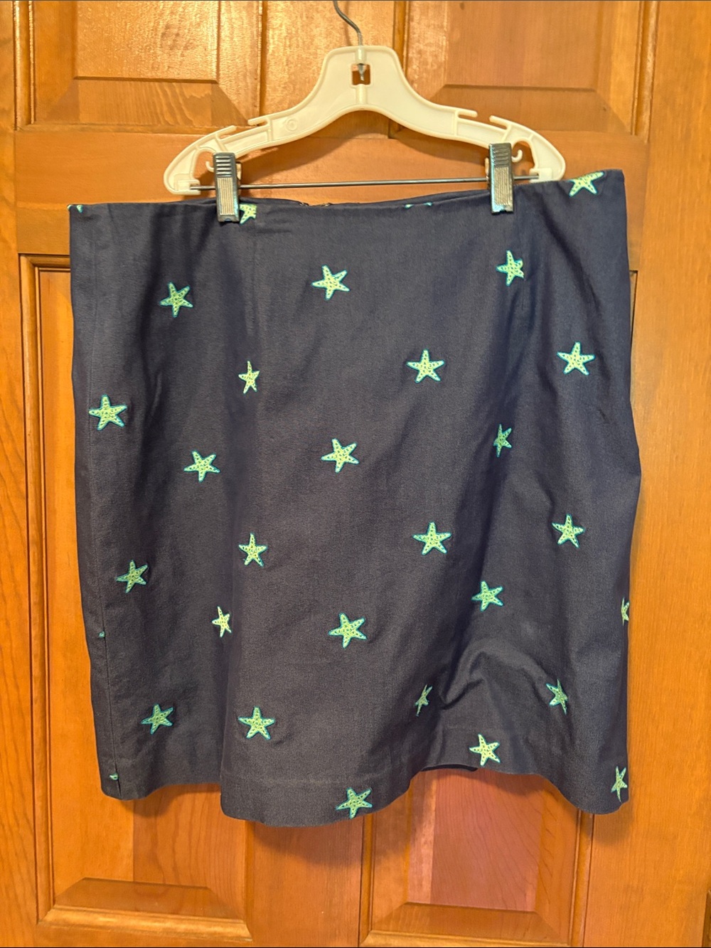 Lilly Pulitzer Navy Mini Skirt with Mint Star Embroidery